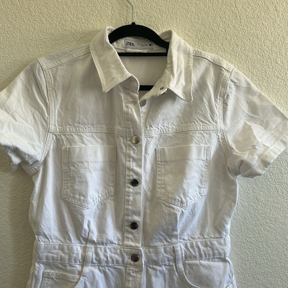 NWOT ZARA WHITE DENIM MINI DRESS - Picture 6 of 12
